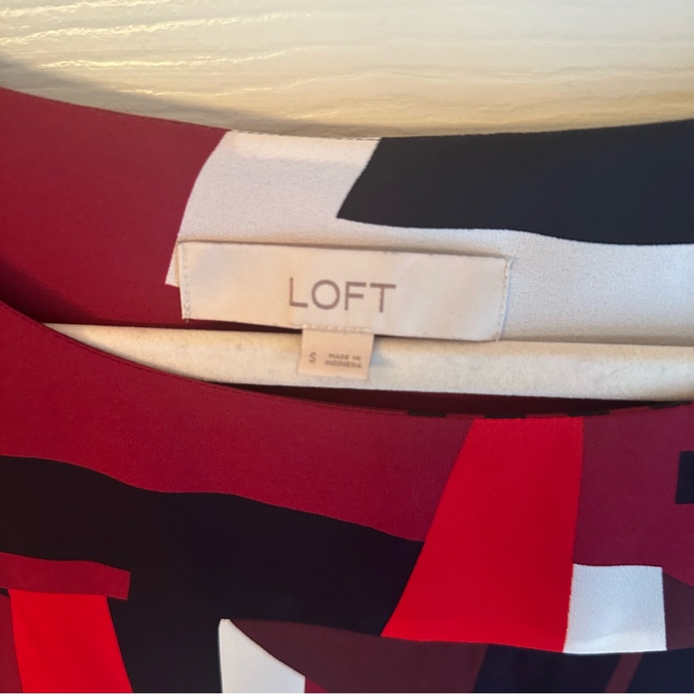 Loft Multicolor Geometric Split Sleeves Blouse Sz… - image 7